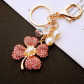 Pearl Crystal Clover Keychains with Fortune Cords and Loose Heart Loops view 8