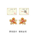 Gold Maple Leaf Stud Earrings Orange Red Amber Crystal Accents view 3
