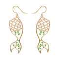 Gold Tone Mermaid Tail Pressed Flower Resin Hook Earrings view 3