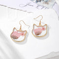 Pink Dried Flower Gold Frame Drop Earrings 10 Styles view 11