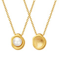 Shell Bezel Pearl Pendant Necklace Gold Steel Rose Gold view 5