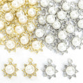 Pearl Center Crystal Sunflower Charms in Gold and Silver Tones view 2