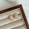 Gold Tone Irregular White Pearl Clip On Earrings Fashion Earrings view 4
