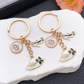 White Pearl-Look Crown Hat and Heel Metal Keychain Pair view 1