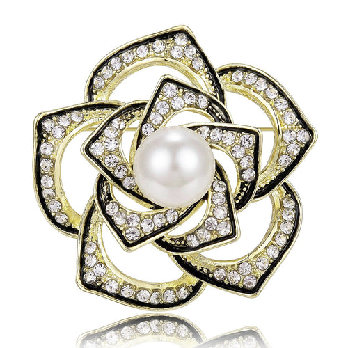 Camellia Flower brooch shown from the front