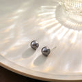 Five Size Gray Pearl Look Classic Round Stud Earrings view 8