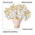 Crystal Flower Basket Brooch In Blue Or Pink Enamel view 5