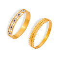 Gold Ladder Texture And Evil Eye Crystal Bangle Bracelets view 5
