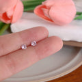 White Square and Pink Round Crystal Look Stud Earrings view 12