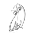 Open Line Owl Brooch With Gray Pearls in Gold or Silver Tone view 2