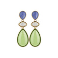 Blue and Green Teardrop Statement Earrings with Metal Settings view 5