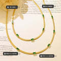 Gold Snake Chain Necklace And Bracelet With Baguette Zircons view 2