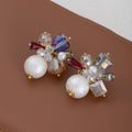 Colorful Crystal Look Cluster White Ball Statement Earrings view 3