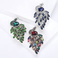 Large Cascading Crystal Peacock Brooch in Three Colors view 1