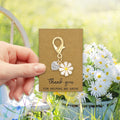 Gold Daisy Thank You Heart Enamel Keychain Lobster Clasp view 9