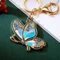 Jeweled Enamel Butterfly Keychains in Pink and Blue view 2
