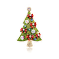 Green Gold Tone Christmas Tree Metal Brooch Pin 3.5 x 5.3 cm view 1