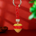 Leopard Band Crystal Heart Keychains with Straps and Plain Options view 8