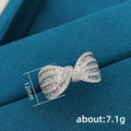Clear Stone Bow Statement Ring In Polished Silver Tone view 5