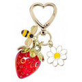 Resin Strawberry Charm Keychain with Heart Clasp and Daisy Rabbit Charms view 11