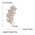 Crystal Leaf Branch Brooch with Pearl Accent in Two Tones view 4