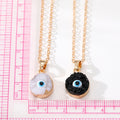 Gold Tone Black and White Druzy Round Blue Evil Eye Pendant Necklaces view 5