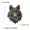 Vintage Crystal Wolf Head Brooch in Black Brown or Blue view 6