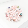 Pink Flower Cluster Brooch With Multicolor Crystals view 2