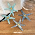 Starfish Acetate Duckbill Hair Clips Mint and Blue view 2