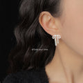 Matte Silver Lace Edge Bow Stud Earrings Openwork Metal view 2