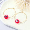 Gold Thin Hoop Evil Eye Acrylic Bead Earrings Nine Colors view 12