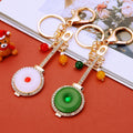 Round Jade Look Pipa Keychains in Red and Green Color Options view 3