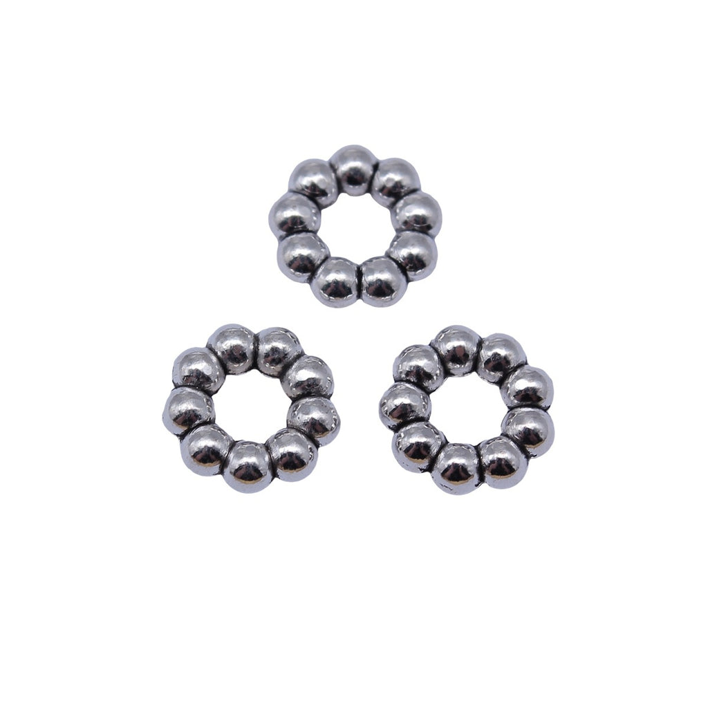 11x11x3.2mm 1.05g Antique Silver Zinc Alloy Round Large Hole Spacer Beads for DIY Bracelet Jewelry Making