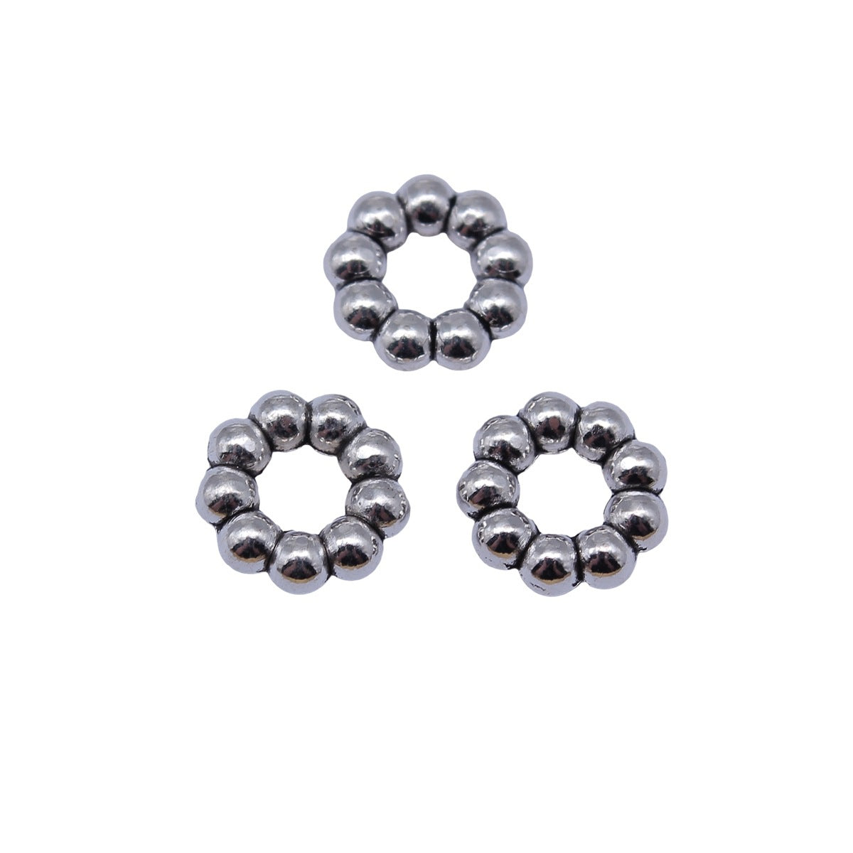 11x11x3.2mm 1.05g Antique Silver Zinc Alloy Round Large Hole Spacer Beads for DIY Bracelet Jewelry Making