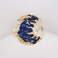 Gold Tone Blue Enamel Sun and Moon Face Brooch Pin view 4