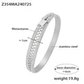 Zipper Design Rhinestone Cuff Bangles Gold and Steel Tone view 6
