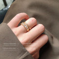Open Adjustable Baguette CZ Double Band Rings Gold Silver view 3