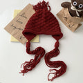 Chunky Ribbed Knit Earflap Hat With Long Braided Ties view 8