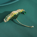 Green Enamel Lotus Leaf Brooch With Hanging Teardrop view 2