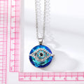 Silver Tone Blue Crystal Evil Eye Pendant Necklace view 4
