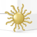 Wavy Ray Sun Brooch in Polished Metal for Jackets and Scarves view 2