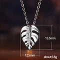 Monstera Leaf Pendant Necklace in Gold and Silver Tone Options view 5