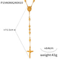 Gold Rosary Cross Pendant Necklaces Religious Medals Beads view 6