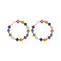 Large Multicolor Crystal Hoop Earrings in Two Finishes view 5