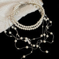 Layered Pearl Strand Tassel Necklace with Distinctive Textured Details view 6