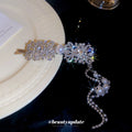 Silver Rhinestone Square Filigree Pearl Tassel Hair Barrette view 4