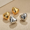 Hammered Heart And Round Geometric Stud Earrings In Four Styles view 3