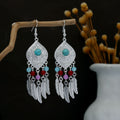 Eighty Silver Tone Ethnic Feather and Bead Earrings view 5