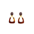 Amber Open Trapezoid and Gray Stud Dangle Earrings view 5