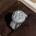 Silver Tone Round Halo Crystal Split Shank Ring Fashion Jewelry view 5